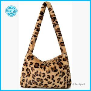 Faux Fur Tote Bag Y2K Fluffy Hobo Shoulder Purse Large Plush Casual